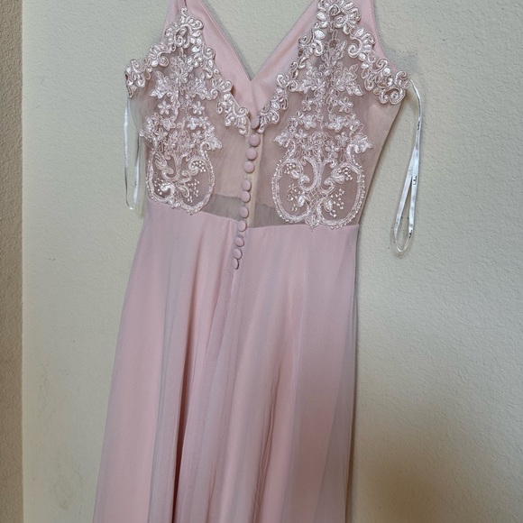 Lulu's Pink Spaghetti Strap Gown for Weddings - Picture 4 of 6